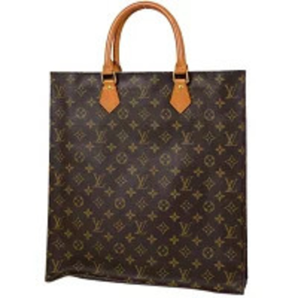 Louis Vuitton Sac Plat Commuter Bag Handbag Tote Monogram Brown